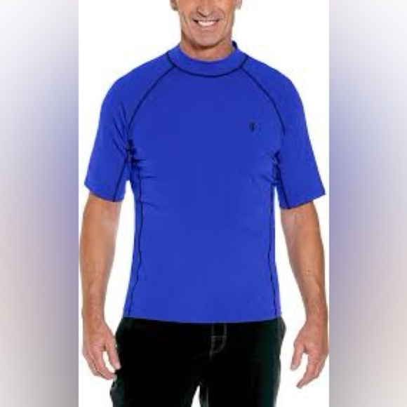 Coolibar UPF 50+ Men's Tulum Short Sleeve Surf Rash Guard - Sun Protective XL - Picture 2 of 6